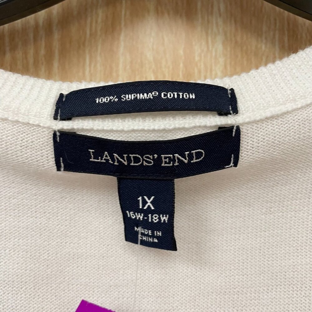 Lands' End White Stripe Cardigan Size 16W - Picture 4 of 4